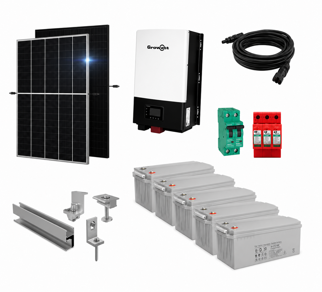 Kit Solar Aislado de 3700Wh/día y 1,5kW de Potencia Pico con Baterías de Gel
