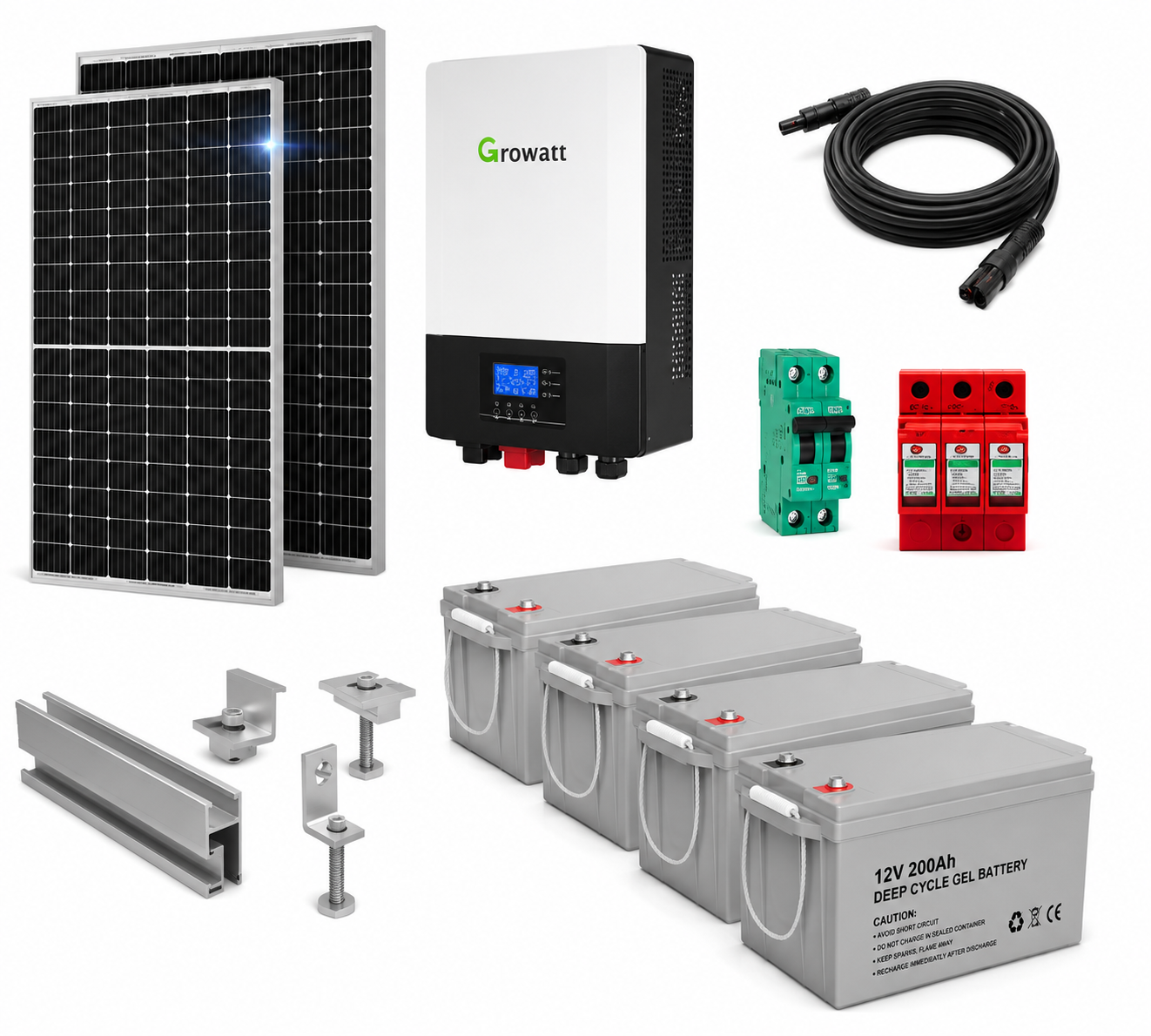 Kit Solar Aislado de 5550Wh/día y 4kW de Potencia Pico con Baterías de Gel