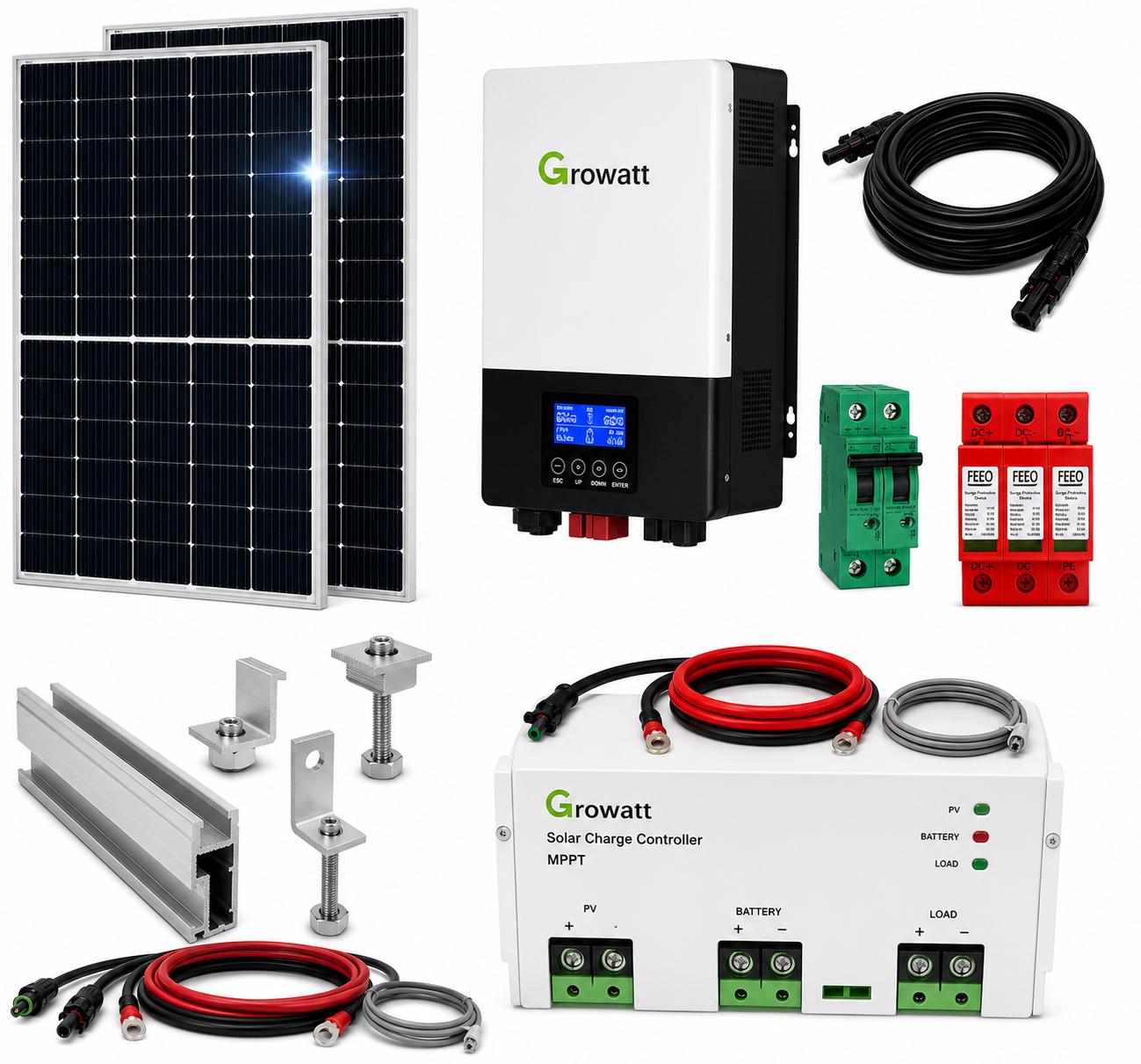 Kit Solar Aislado de 750Wh/día y 1kW de Potencia Pico con Baterías de Litio
