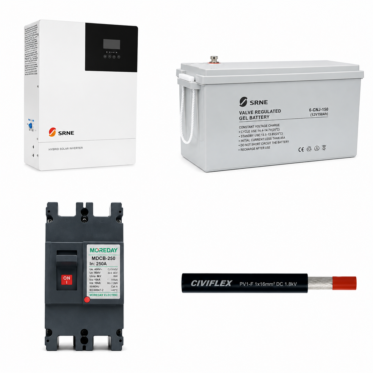 Kit de Respaldo: Inversor SRNE 3kW + Batería Litio GreenPoint 120Ah 24V