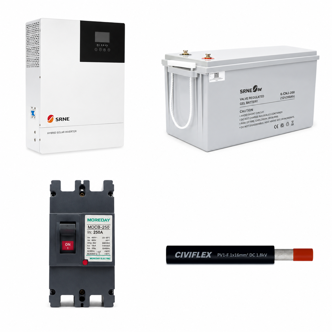 Kit de Respaldo: Inversor SRNE 3kW + Batería Litio GreenPoint 150Ah 24V