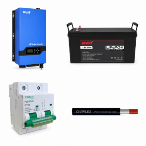Kit de Respaldo MUST: Inversor 1.5kW + Batería Litio 120Ah 24V